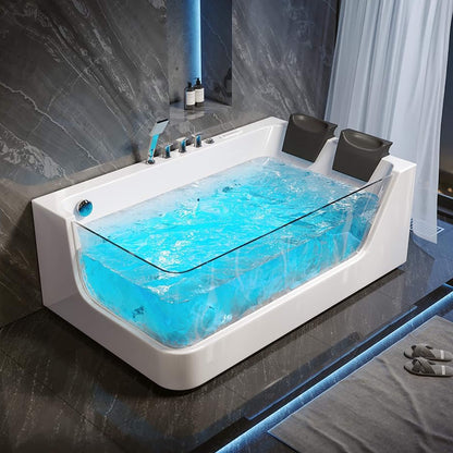 Alora Solstice 71-Inch Luxury 2-Person Acrylic Whirlpool Tub With LED Lights Jets And Faucet (SAK91752)