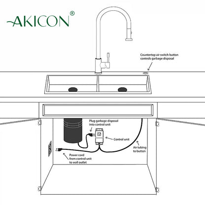 Single Outlet Copper Garbage Disposal Kitchen Air Switch Kit - AK79001A-C