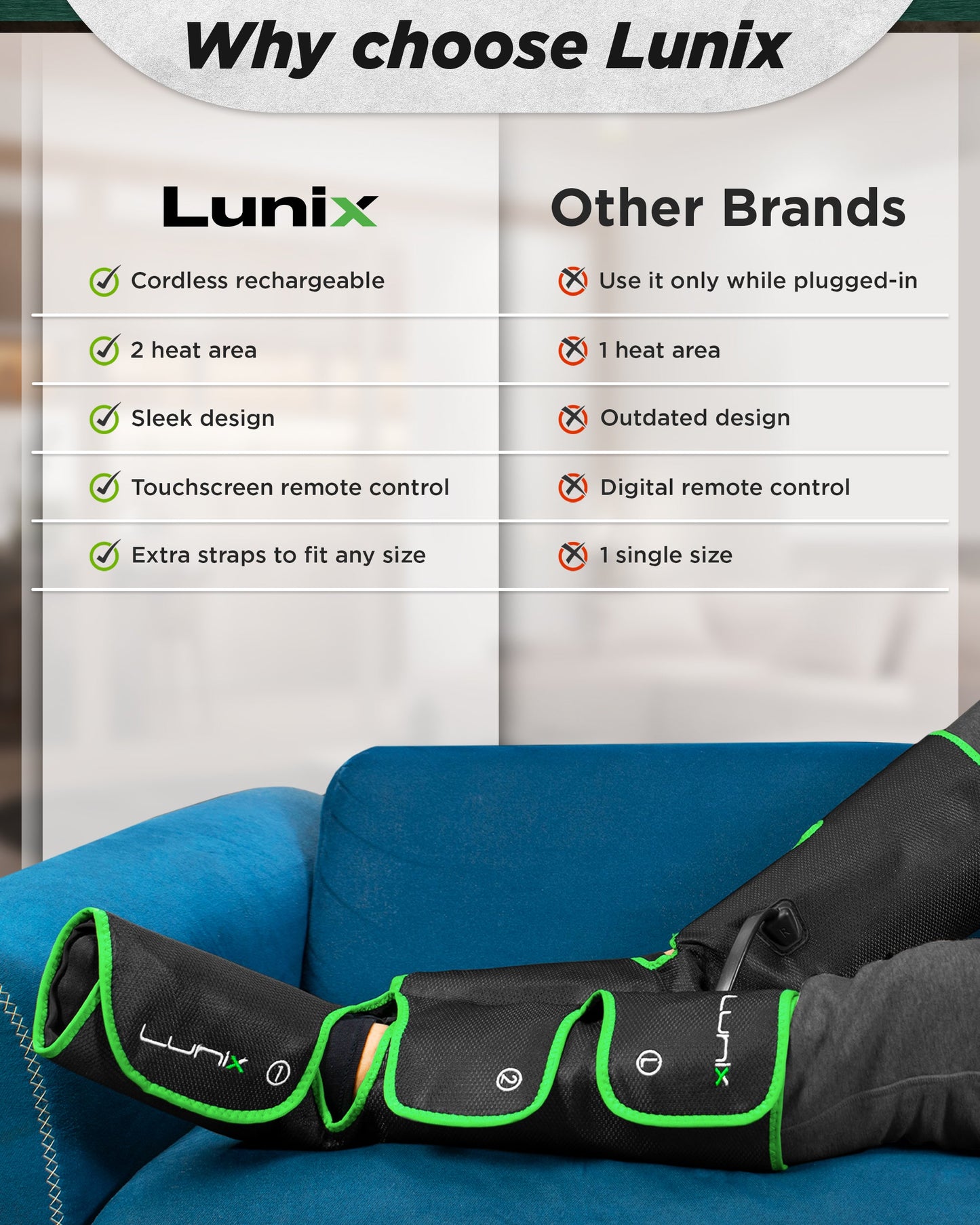 LX1 FOOT AND CALF COMPRESSION MASSAGER GREEN