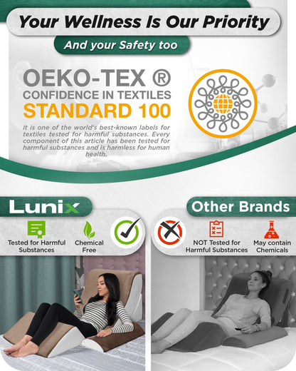 LX5 4pcs Orthopedic Bed Wedge Pillow System, with Hot Cold Pack Brown/White