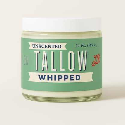 Unscented Tallow Skincare Collection | 4-Piece Gift Set | Grass-Fed Tallow Lotion, Body Butter, Balm & Whipped Moisturizer