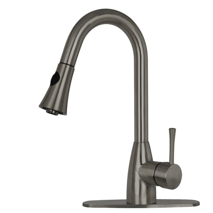 Copper Pull Out Kitchen Faucet, Single Level Solid Brass Kitchen Sink Faucets with Pull Down Sprayer - AK96455C