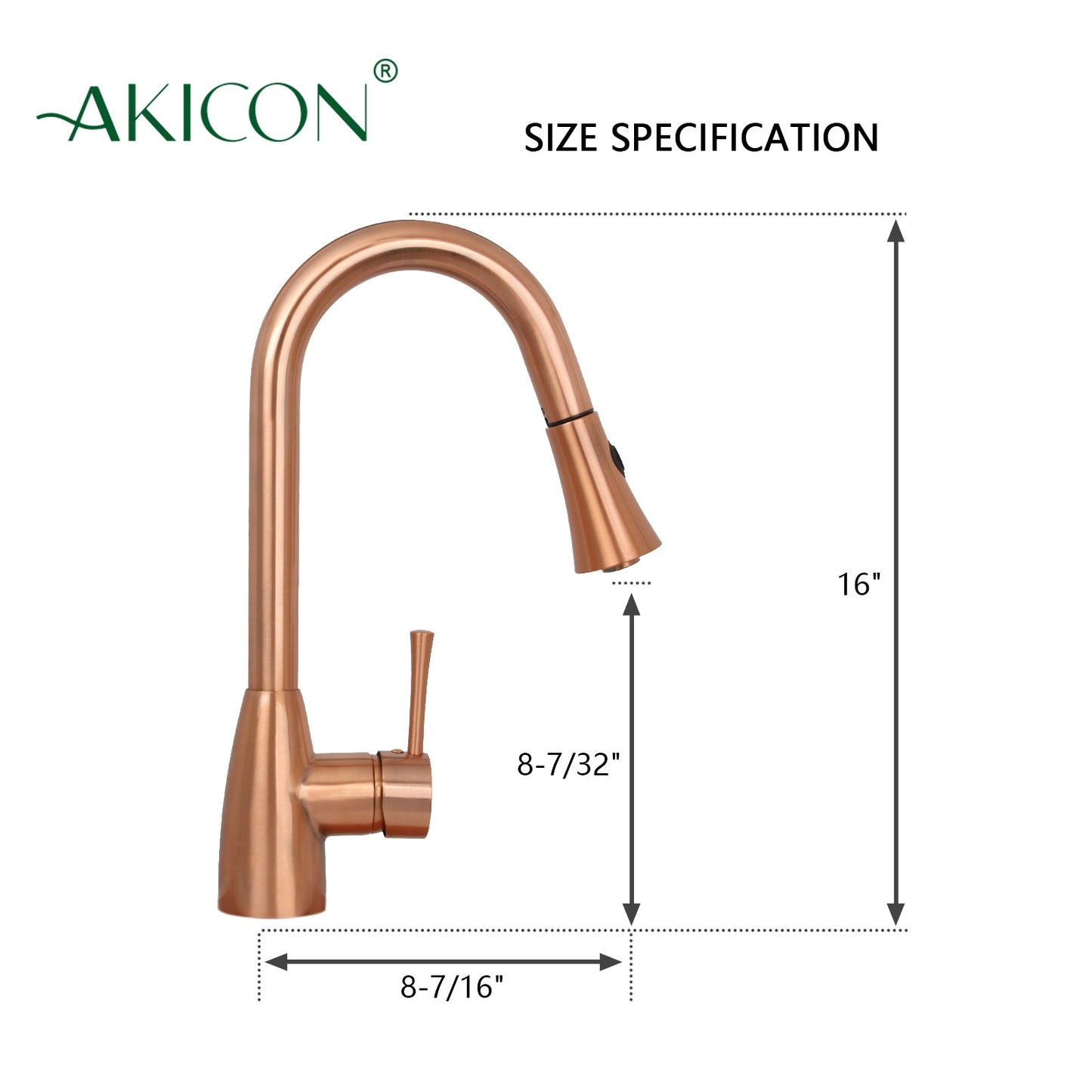 Copper Pull Out Kitchen Faucet, Single Level Solid Brass Kitchen Sink Faucets with Pull Down Sprayer - AK96455C