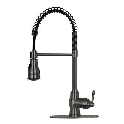 Copper Pre-Rinse Spring Kitchen Faucet, Single Level Solid Brass Kitchen Sink Faucets with Pull Down Sprayer - AK96518C