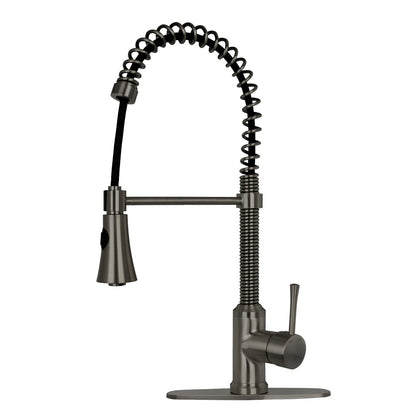 Copper Pre-Rinse Spring Kitchen Faucet, Single Level Solid Brass Kitchen Sink Faucets with Pull Down Sprayer - AK96565C