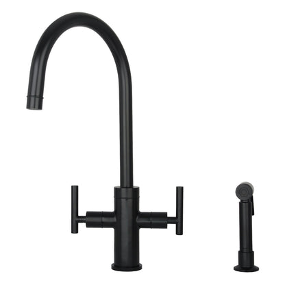 Two-Handle Copper Widespread Kitchen Faucet with Side Sprayer-AK96766C