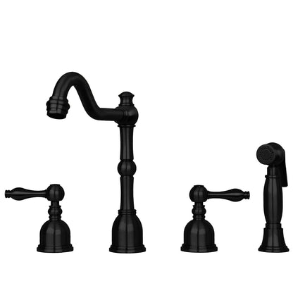 Two-Handles Copper Widespread Kitchen Faucet with Side Sprayer - AK96818C