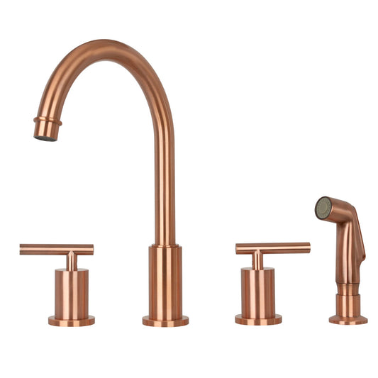 Two-Handles Copper Widespread Kitchen Faucet with Plastic Side Sprayer - AK96866N1