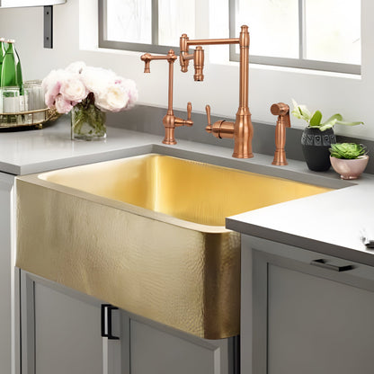 One-Handle Copper Pot Filler Kitchen Faucet with Side Sprayer - AK96918P2