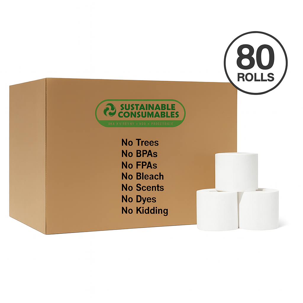 Bamboo Toilet Paper – 80 Rolls, 3-Ply, 400 Sheets, Bulk for Business, Commercial & Schools