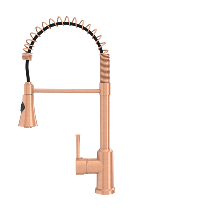 Copper Kitchen Faucet with Soap Dispenser, Single Handle Solid Brass High Arc Pull Down Sprayer Head Kitchen Sink Faucets with Deck Plate