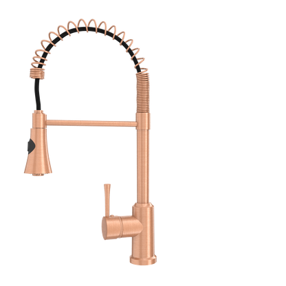 Copper Kitchen Faucet with Soap Dispenser, Single Handle Solid Brass High Arc Pull Down Sprayer Head Kitchen Sink Faucets with Deck Plate