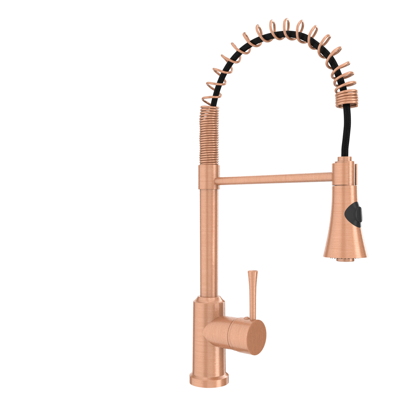 Copper Kitchen Faucet with Soap Dispenser, Single Handle Solid Brass High Arc Pull Down Sprayer Head Kitchen Sink Faucets with Deck Plate