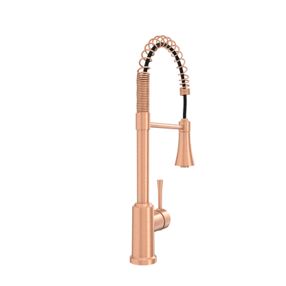 Copper Kitchen Faucet with Soap Dispenser, Single Handle Solid Brass High Arc Pull Down Sprayer Head Kitchen Sink Faucets with Deck Plate