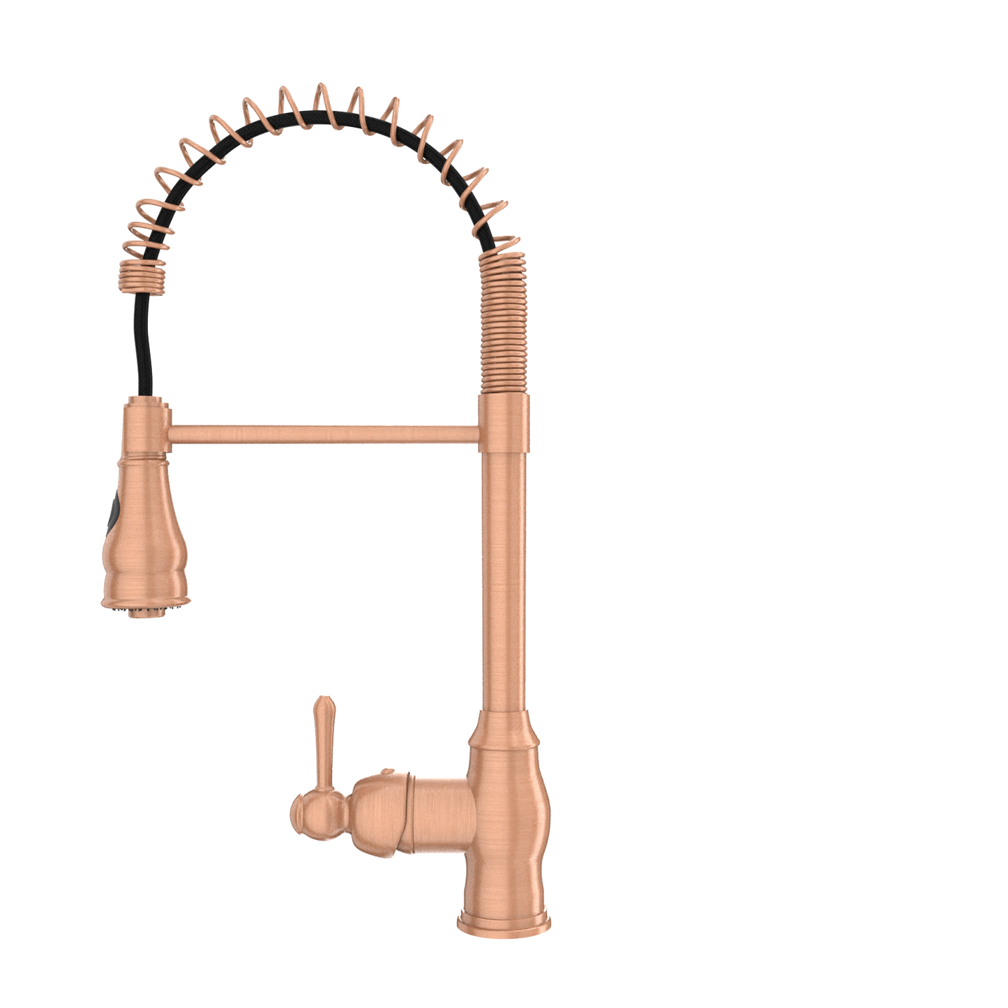 Copper Pre-Rinse Spring Kitchen Faucet, Single Level Solid Brass Kitchen Sink Faucets with Pull Down Sprayer - AK96518C