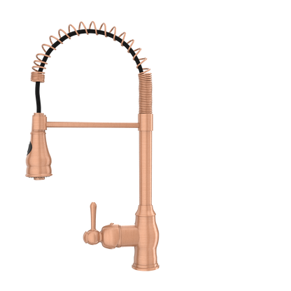 Copper Kitchen Faucet with Soap Dispenser, Single Handle Solid Brass High Arc Pull Down Sprayer Head Kitchen Sink Faucets with Deck Plate
