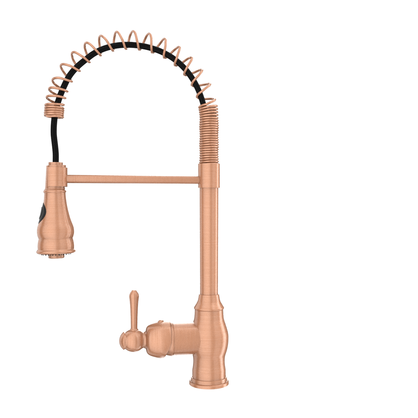 Copper Pre-Rinse Spring Kitchen Faucet, Single Level Solid Brass Kitchen Sink Faucets with Pull Down Sprayer - AK96518C