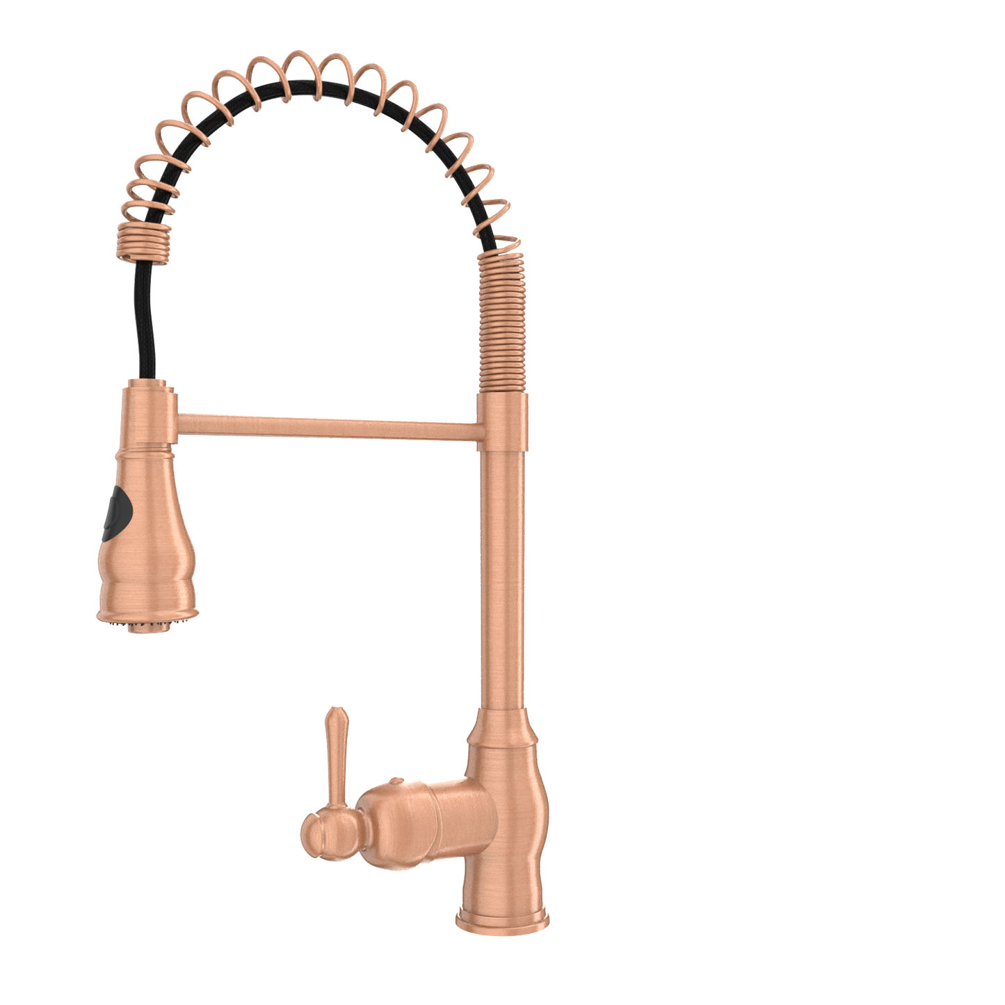 Copper Kitchen Faucet with Soap Dispenser, Single Handle Solid Brass High Arc Pull Down Sprayer Head Kitchen Sink Faucets with Deck Plate