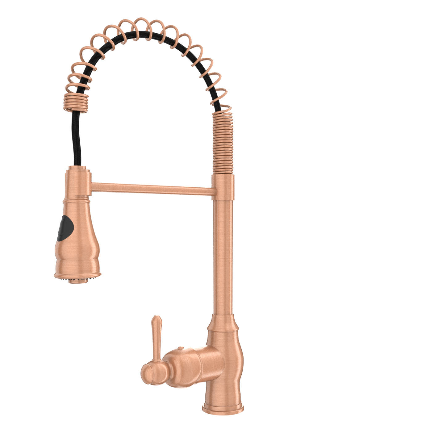 Copper Kitchen Faucet with Soap Dispenser, Single Handle Solid Brass High Arc Pull Down Sprayer Head Kitchen Sink Faucets with Deck Plate