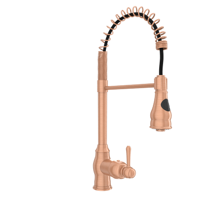 Copper Pre-Rinse Spring Kitchen Faucet, Single Level Solid Brass Kitchen Sink Faucets with Pull Down Sprayer - AK96518C