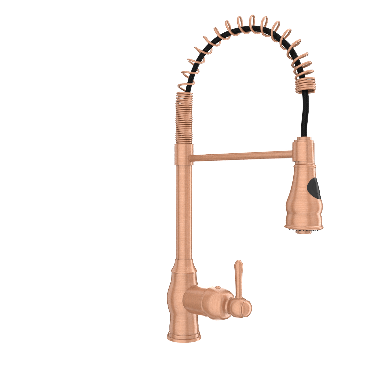Copper Pre-Rinse Spring Kitchen Faucet, Single Level Solid Brass Kitchen Sink Faucets with Pull Down Sprayer - AK96518C