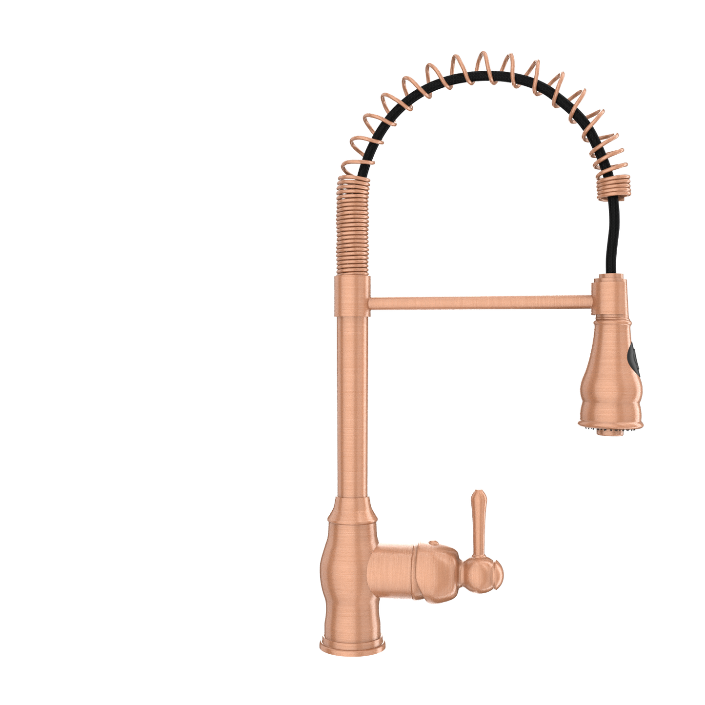 Copper Kitchen Faucet with Soap Dispenser, Single Handle Solid Brass High Arc Pull Down Sprayer Head Kitchen Sink Faucets with Deck Plate