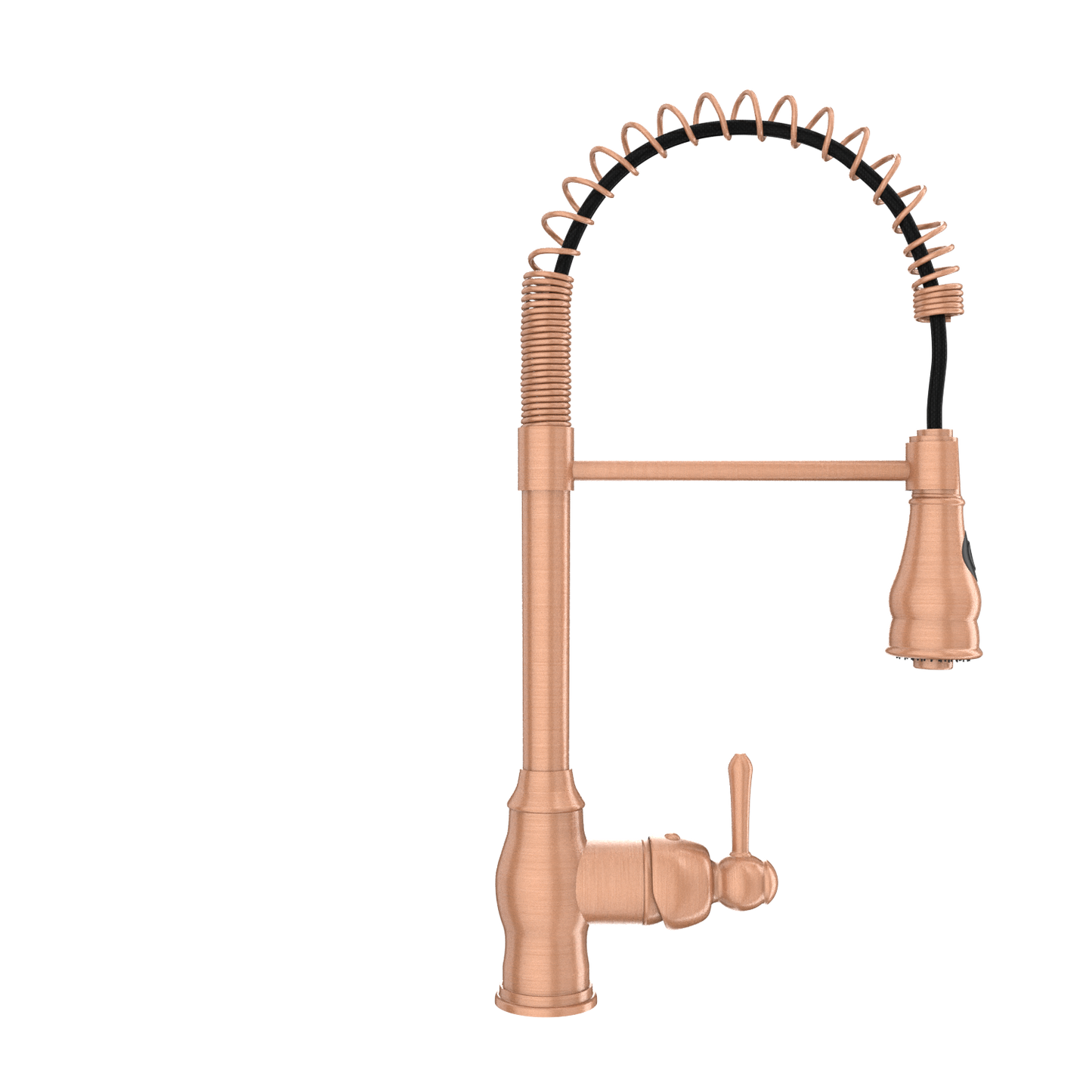 Copper Kitchen Faucet with Soap Dispenser, Single Handle Solid Brass High Arc Pull Down Sprayer Head Kitchen Sink Faucets with Deck Plate