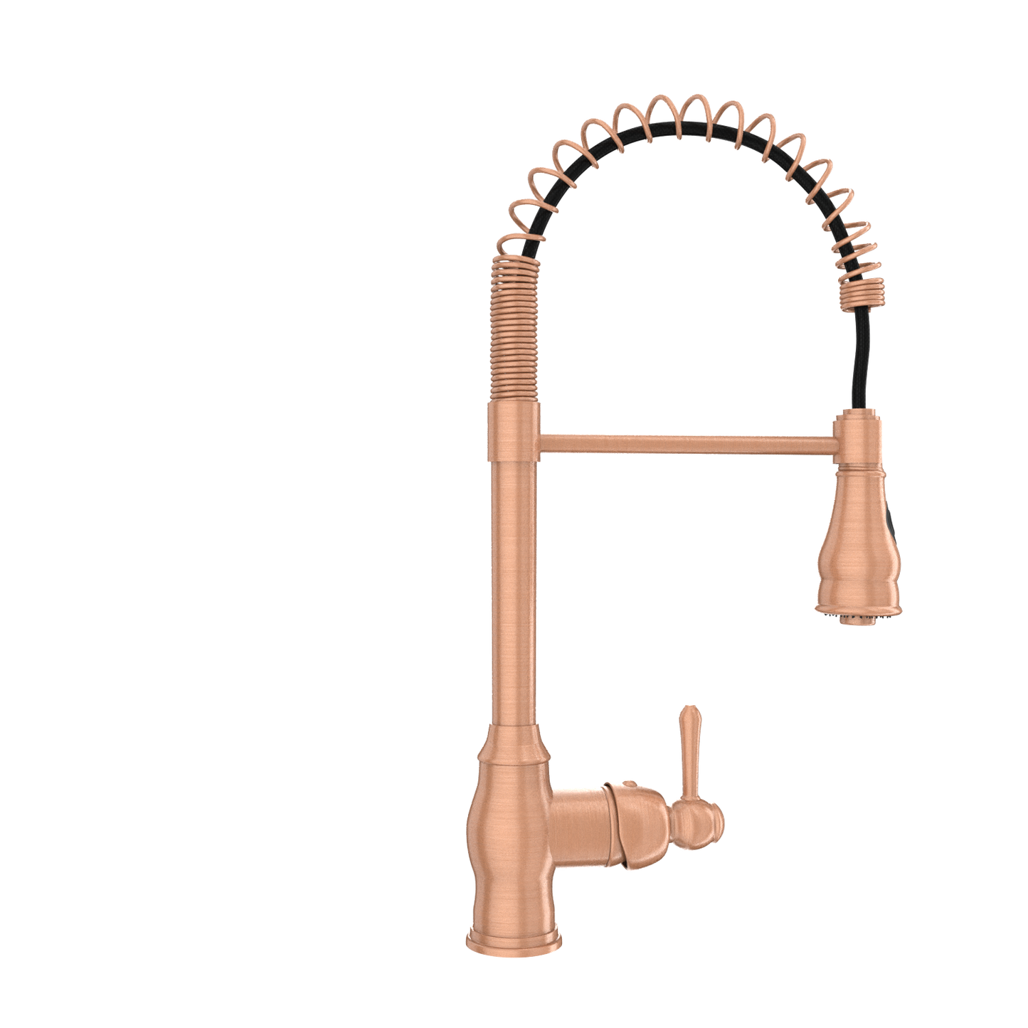 Copper Pre-Rinse Spring Kitchen Faucet, Single Level Solid Brass Kitchen Sink Faucets with Pull Down Sprayer - AK96518C