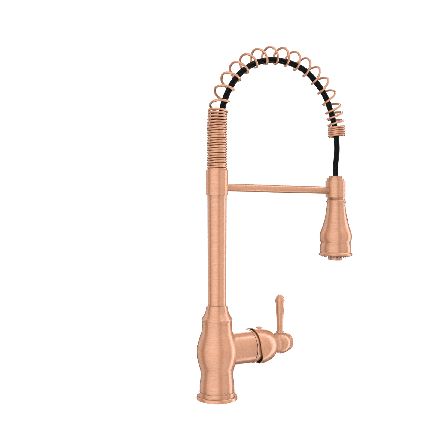 Copper Pre-Rinse Spring Kitchen Faucet, Single Level Solid Brass Kitchen Sink Faucets with Pull Down Sprayer - AK96518C