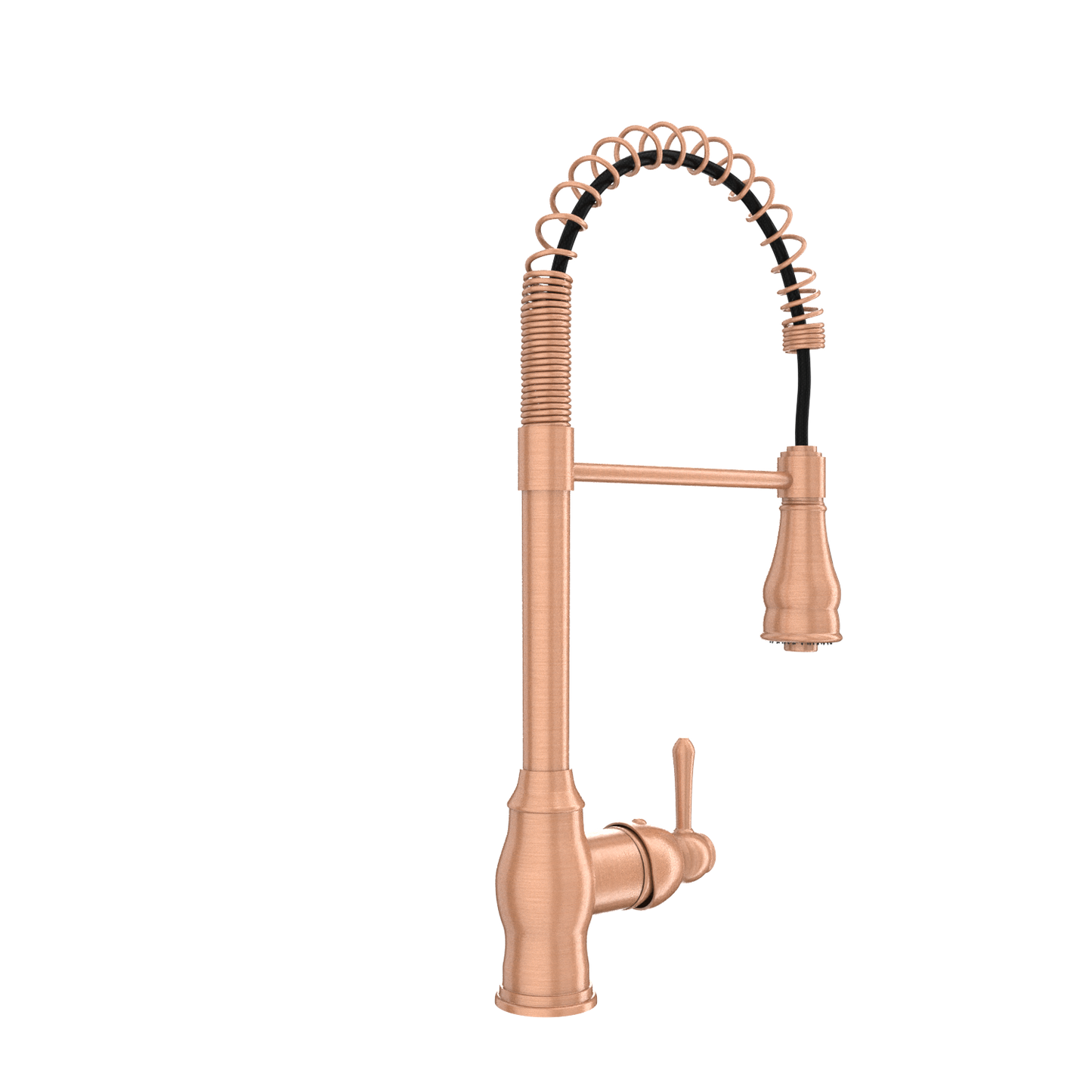 Copper Kitchen Faucet with Soap Dispenser, Single Handle Solid Brass High Arc Pull Down Sprayer Head Kitchen Sink Faucets with Deck Plate