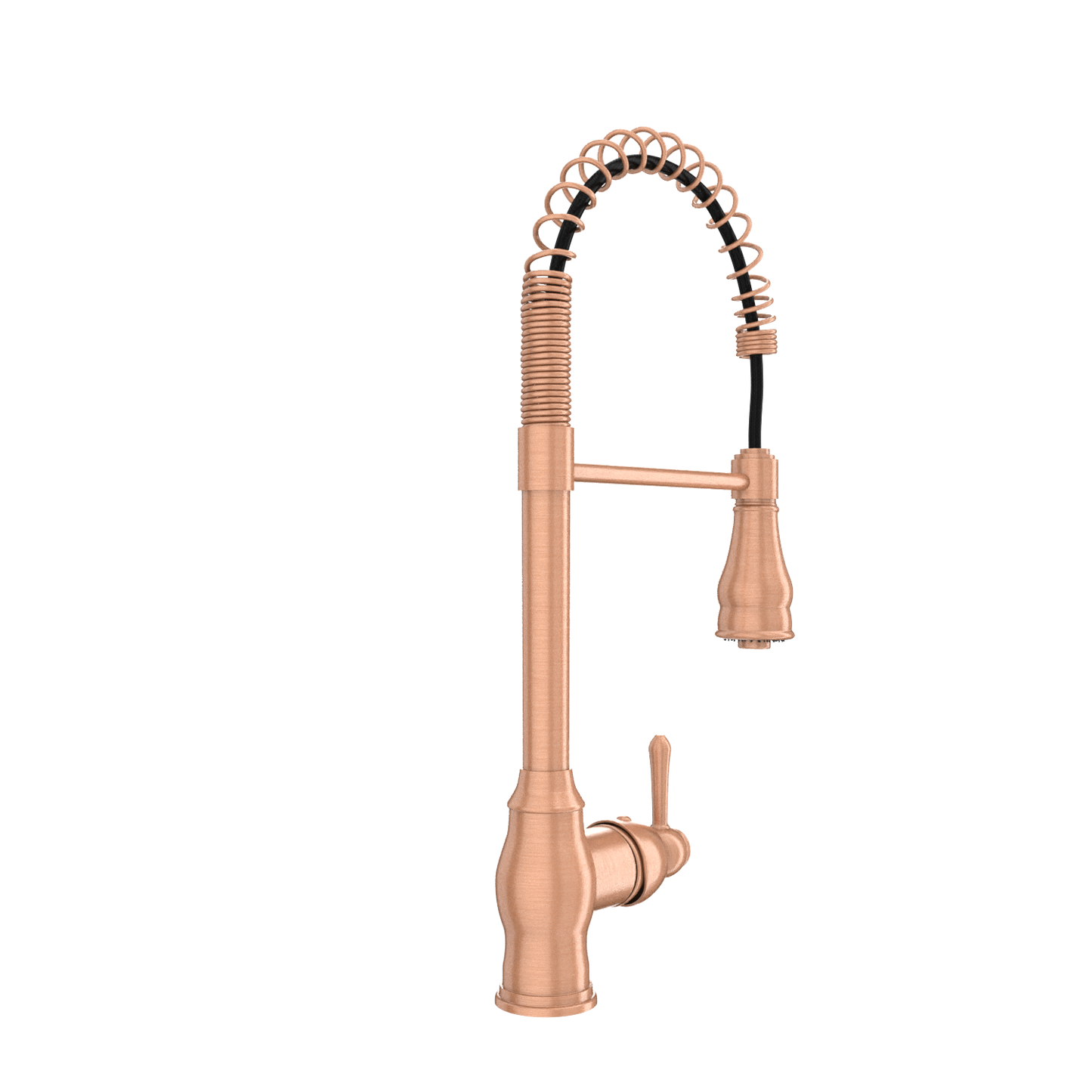 Copper Kitchen Faucet with Soap Dispenser, Single Handle Solid Brass High Arc Pull Down Sprayer Head Kitchen Sink Faucets with Deck Plate