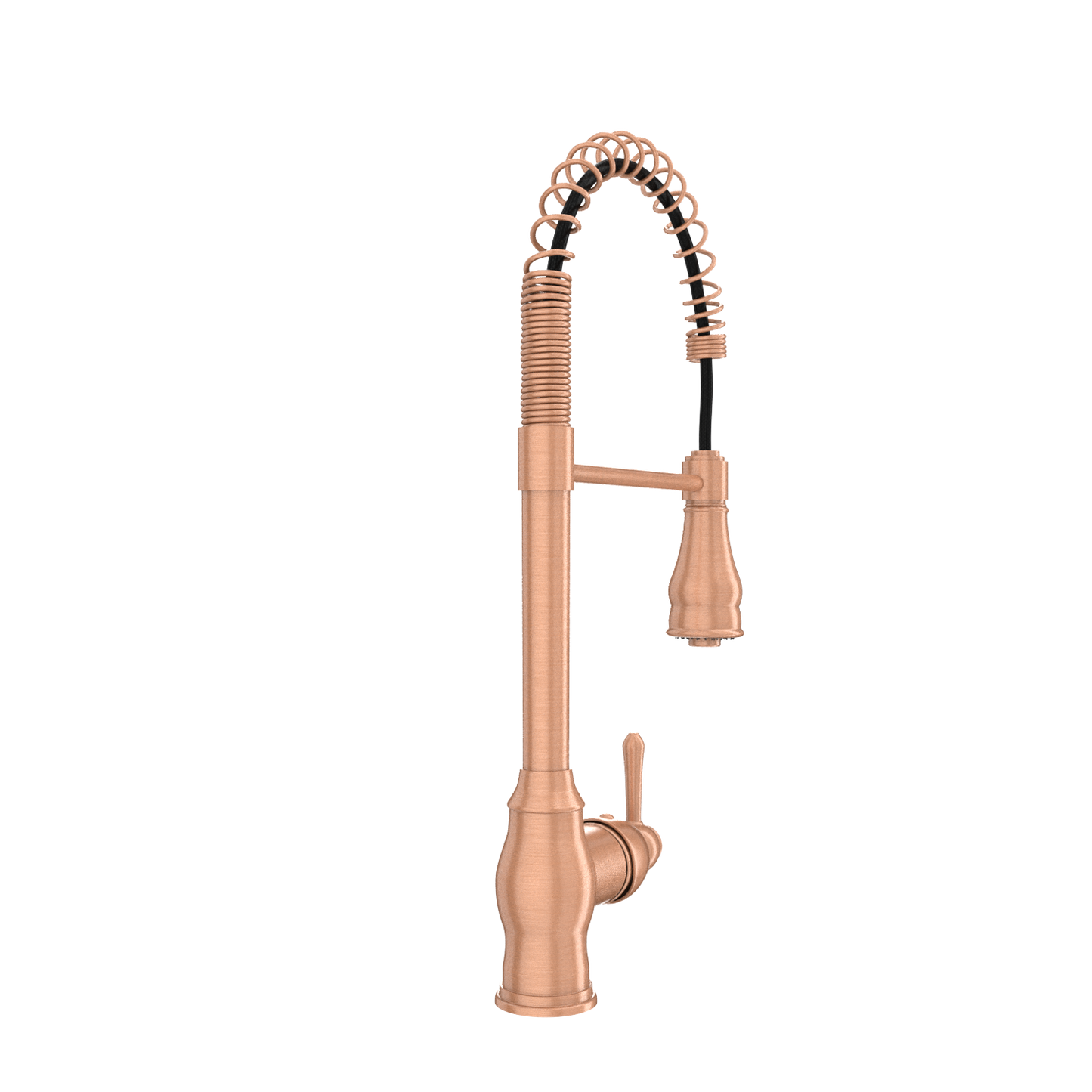Copper Pre-Rinse Spring Kitchen Faucet, Single Level Solid Brass Kitchen Sink Faucets with Pull Down Sprayer - AK96518C