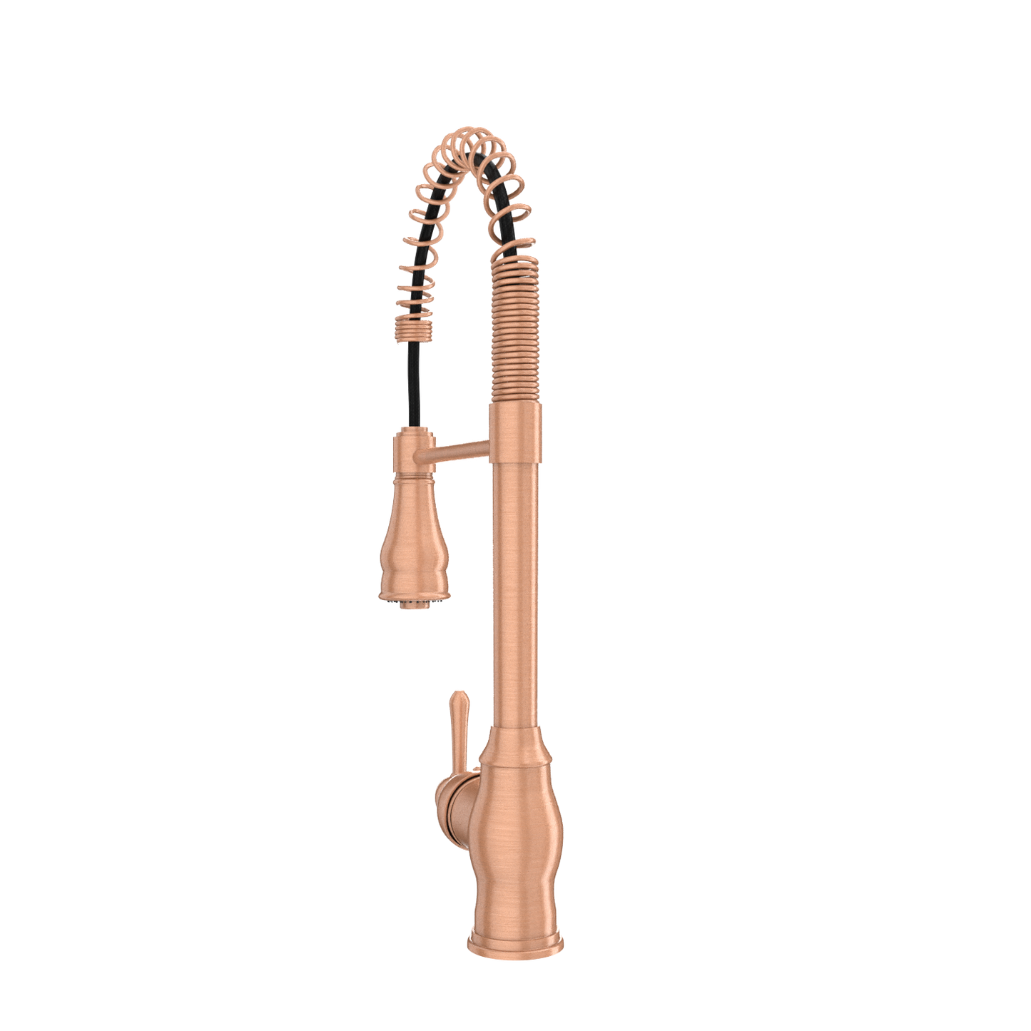 Copper Kitchen Faucet with Soap Dispenser, Single Handle Solid Brass High Arc Pull Down Sprayer Head Kitchen Sink Faucets with Deck Plate
