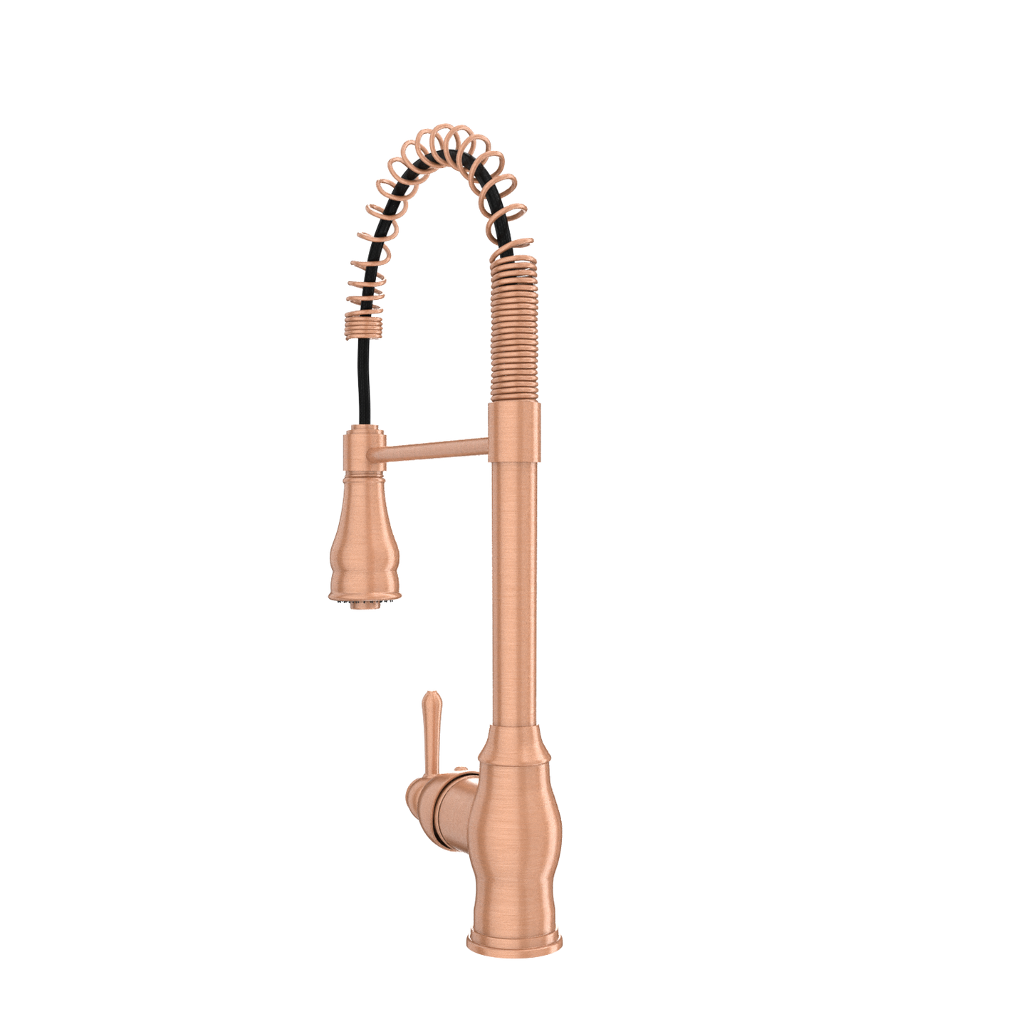 Copper Kitchen Faucet with Soap Dispenser, Single Handle Solid Brass High Arc Pull Down Sprayer Head Kitchen Sink Faucets with Deck Plate