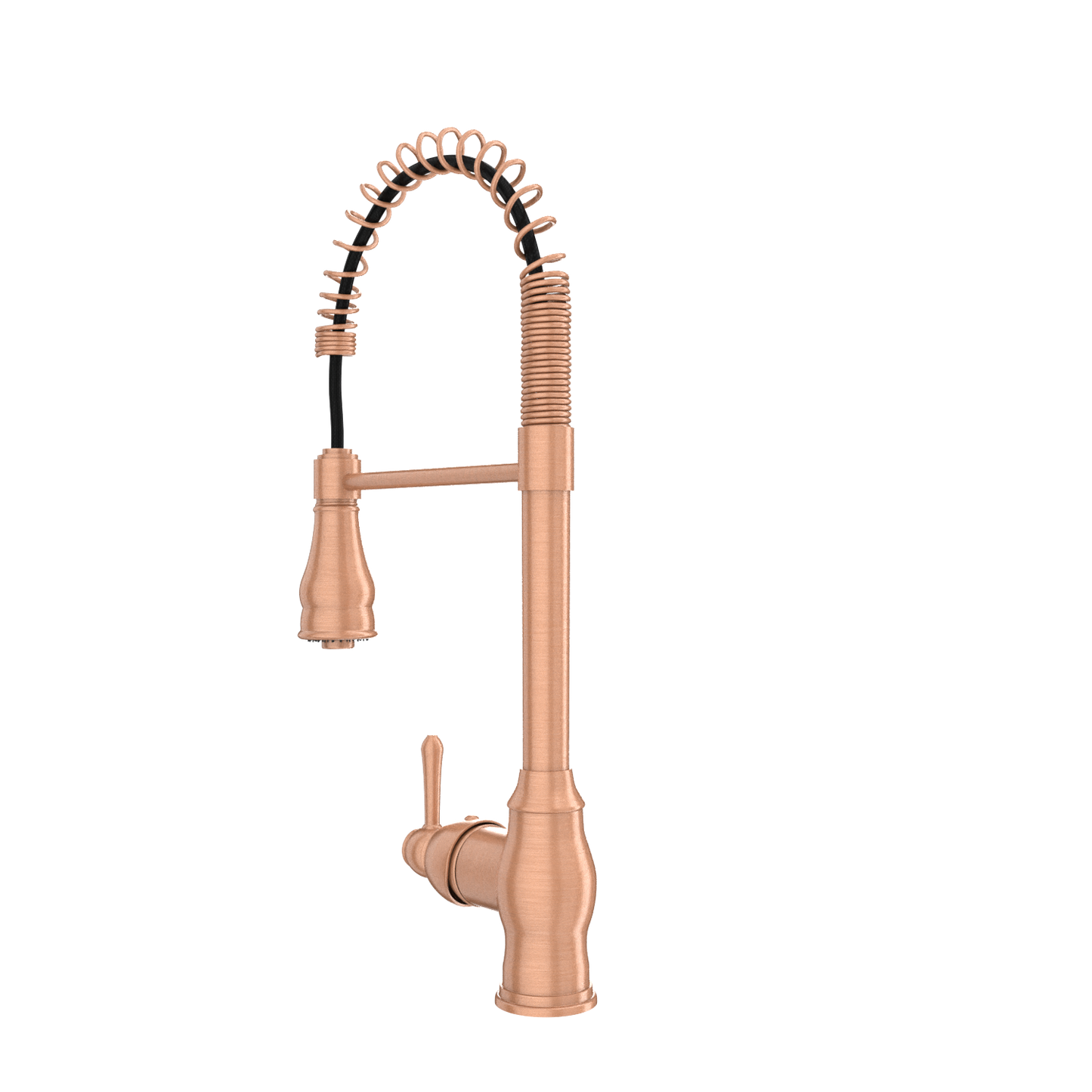 Copper Kitchen Faucet with Soap Dispenser, Single Handle Solid Brass High Arc Pull Down Sprayer Head Kitchen Sink Faucets with Deck Plate