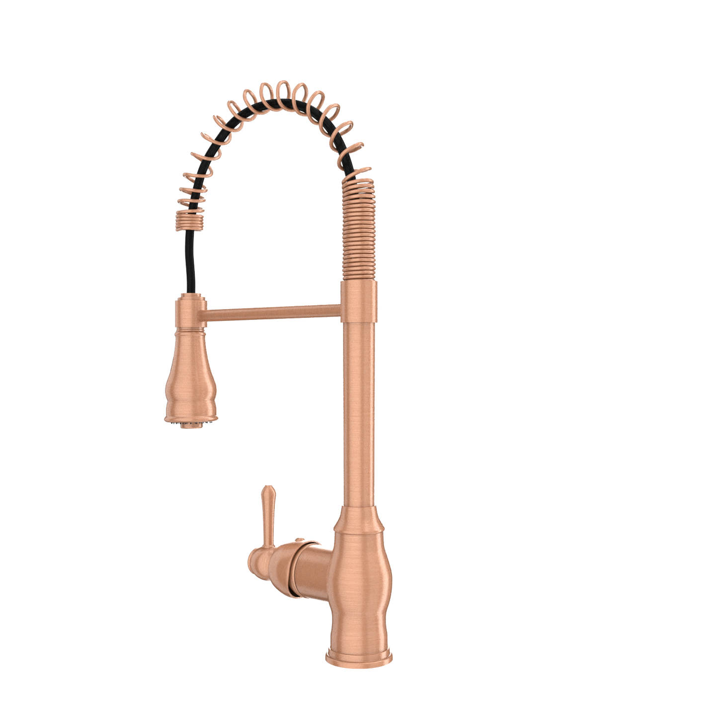 Copper Kitchen Faucet with Soap Dispenser, Single Handle Solid Brass High Arc Pull Down Sprayer Head Kitchen Sink Faucets with Deck Plate