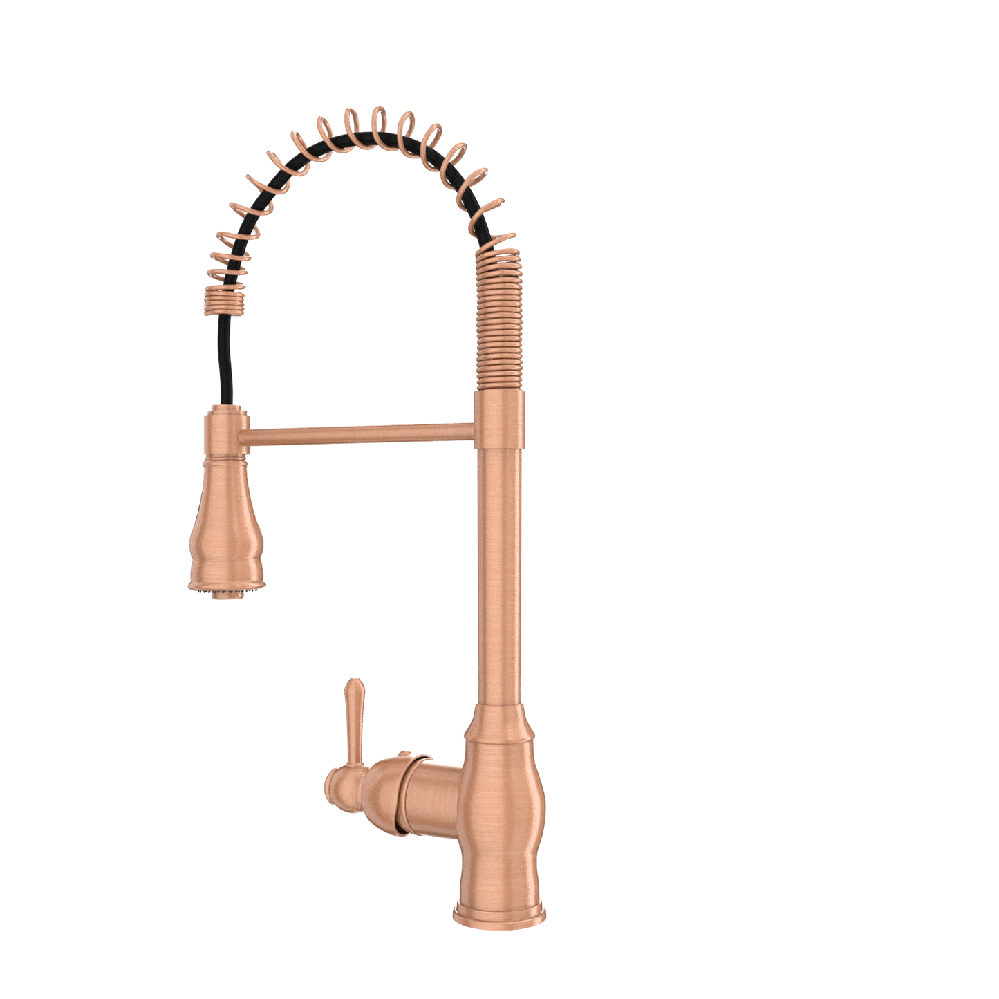 Copper Pre-Rinse Spring Kitchen Faucet, Single Level Solid Brass Kitchen Sink Faucets with Pull Down Sprayer - AK96518C