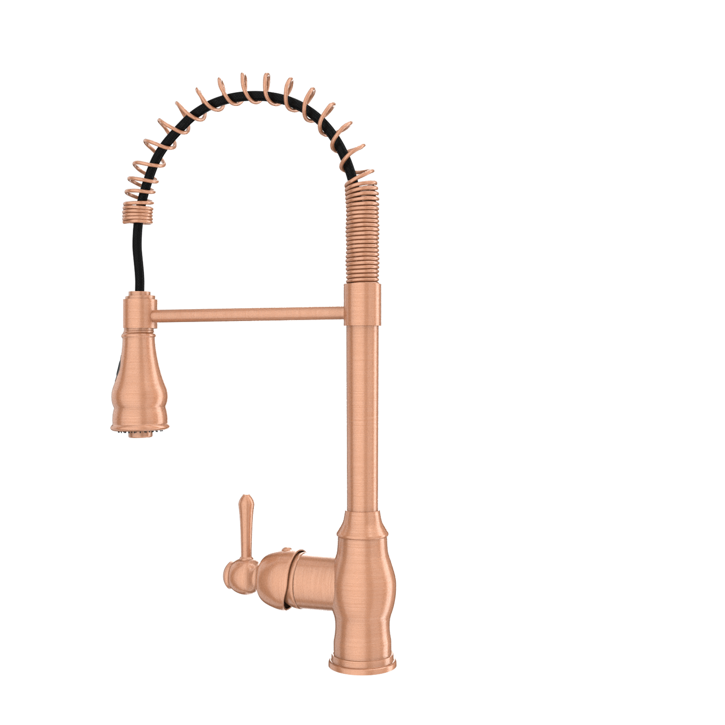 Copper Pre-Rinse Spring Kitchen Faucet, Single Level Solid Brass Kitchen Sink Faucets with Pull Down Sprayer - AK96518C