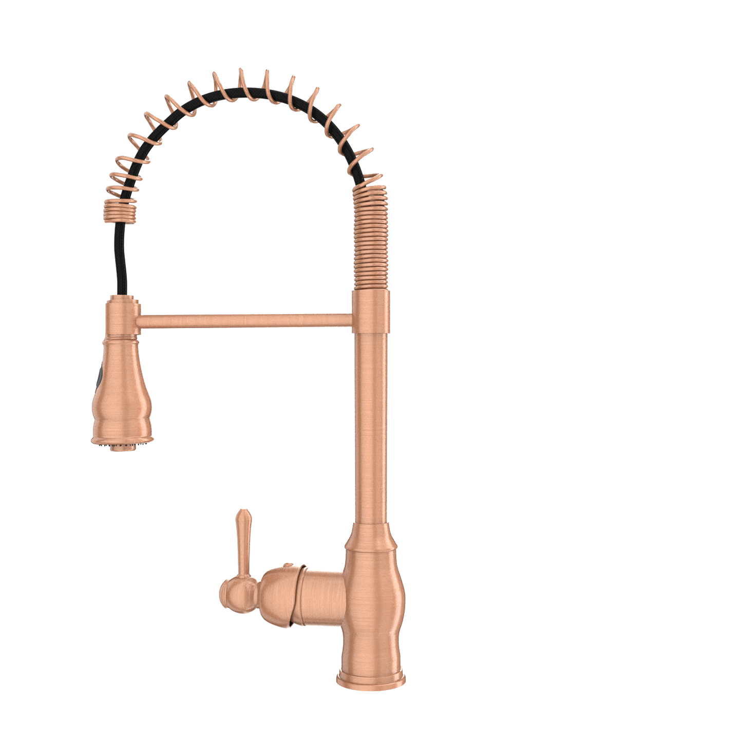 Copper Kitchen Faucet with Soap Dispenser, Single Handle Solid Brass High Arc Pull Down Sprayer Head Kitchen Sink Faucets with Deck Plate