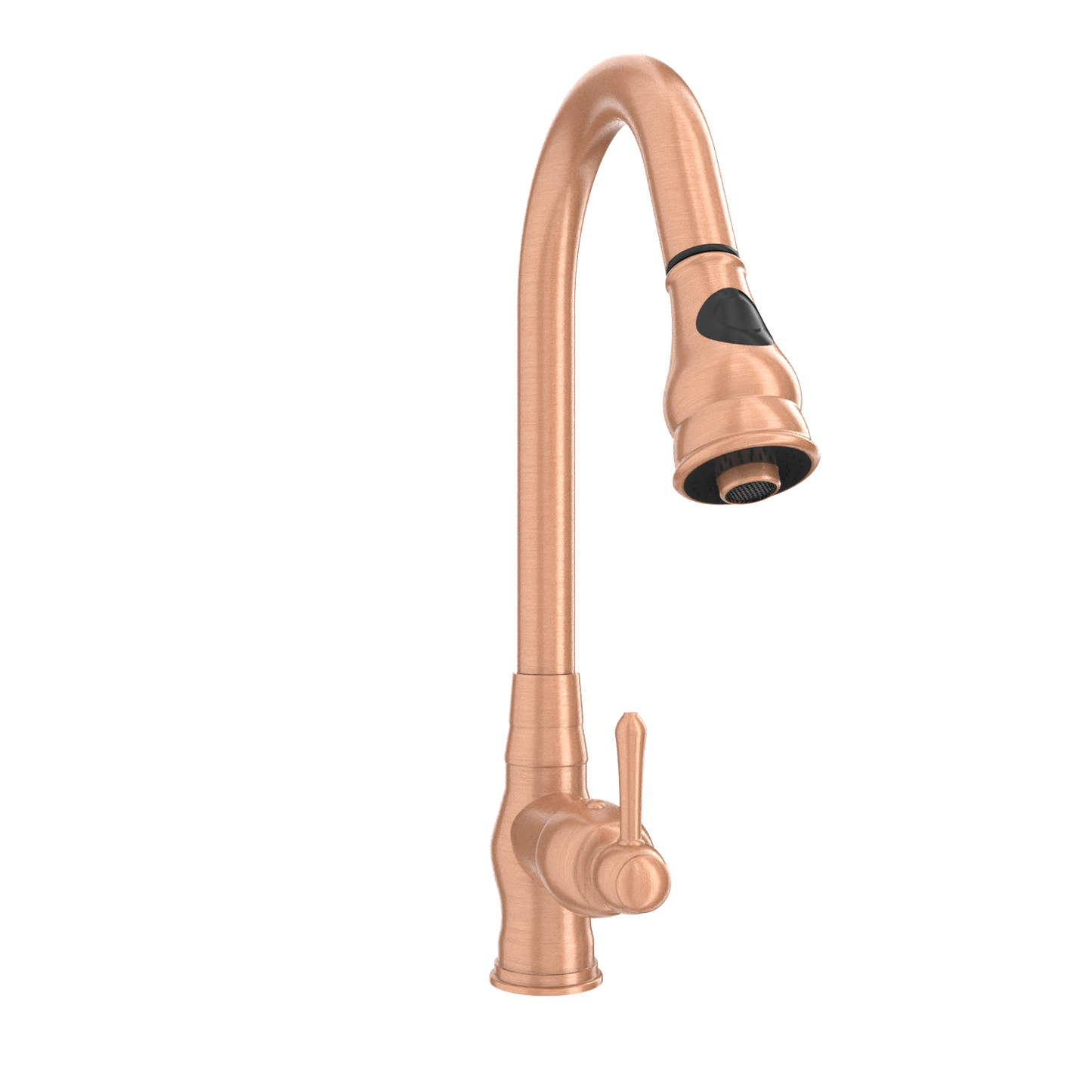 Copper Kitchen Faucet with Soap Dispenser, Single Handle Solid Brass High Arc Pull Down Sprayer Head Kitchen Sink Faucets with Deck Plate