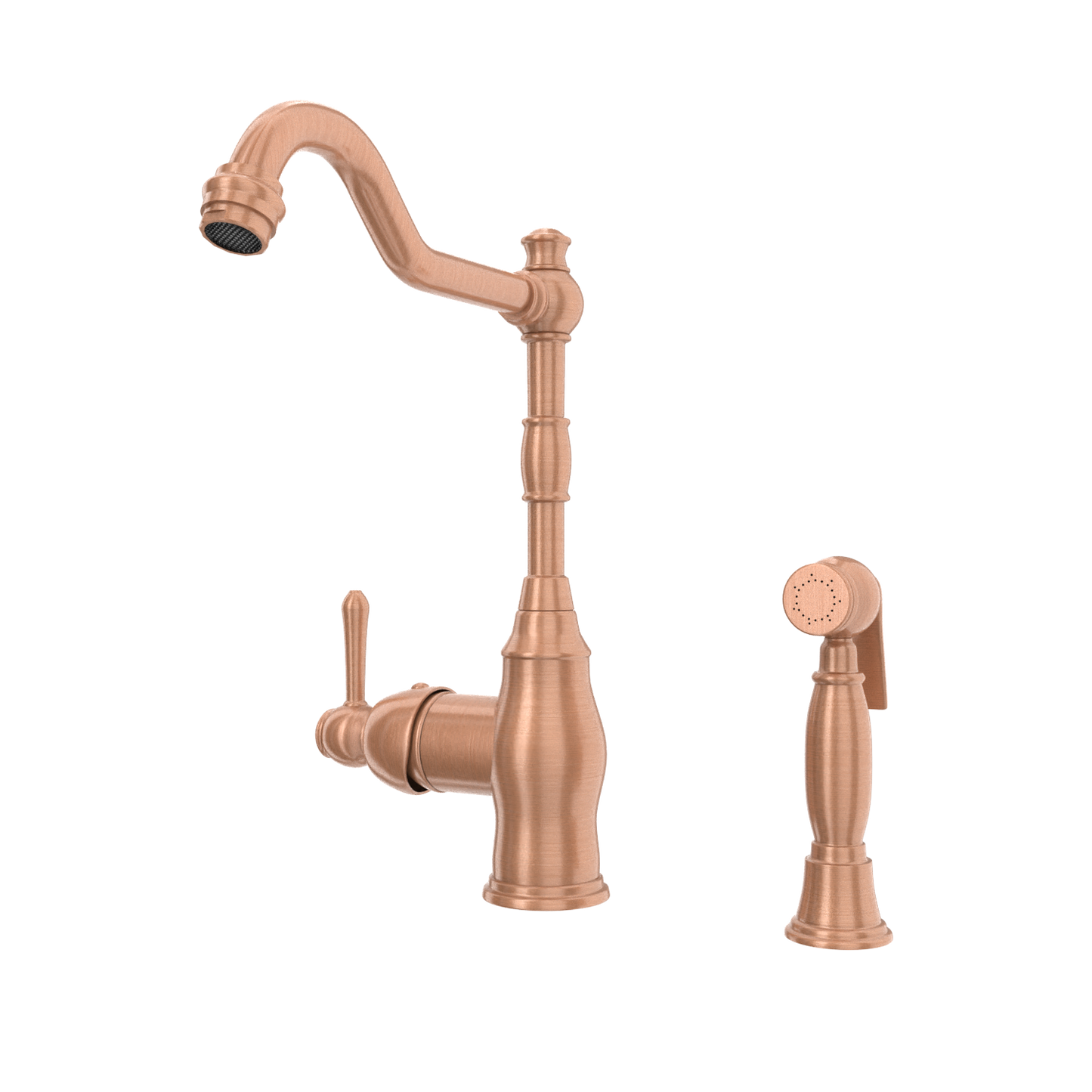 One-Handle Copper Widespread Kitchen Faucet with Side Sprayer - AK96918C