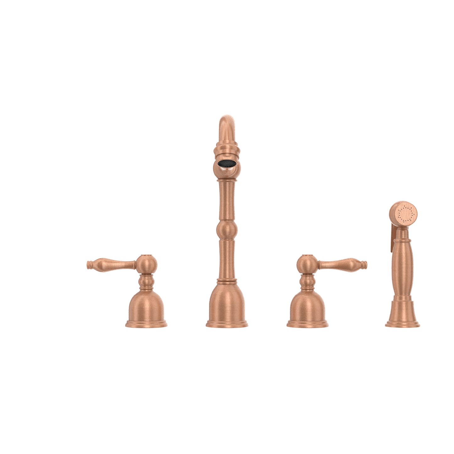 Two-Handles Copper Widespread Kitchen Faucet with Side Sprayer - AK96818C