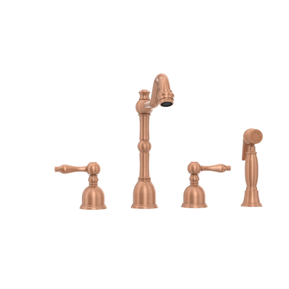 Two-Handles Copper Widespread Kitchen Faucet with Side Sprayer - AK96818C