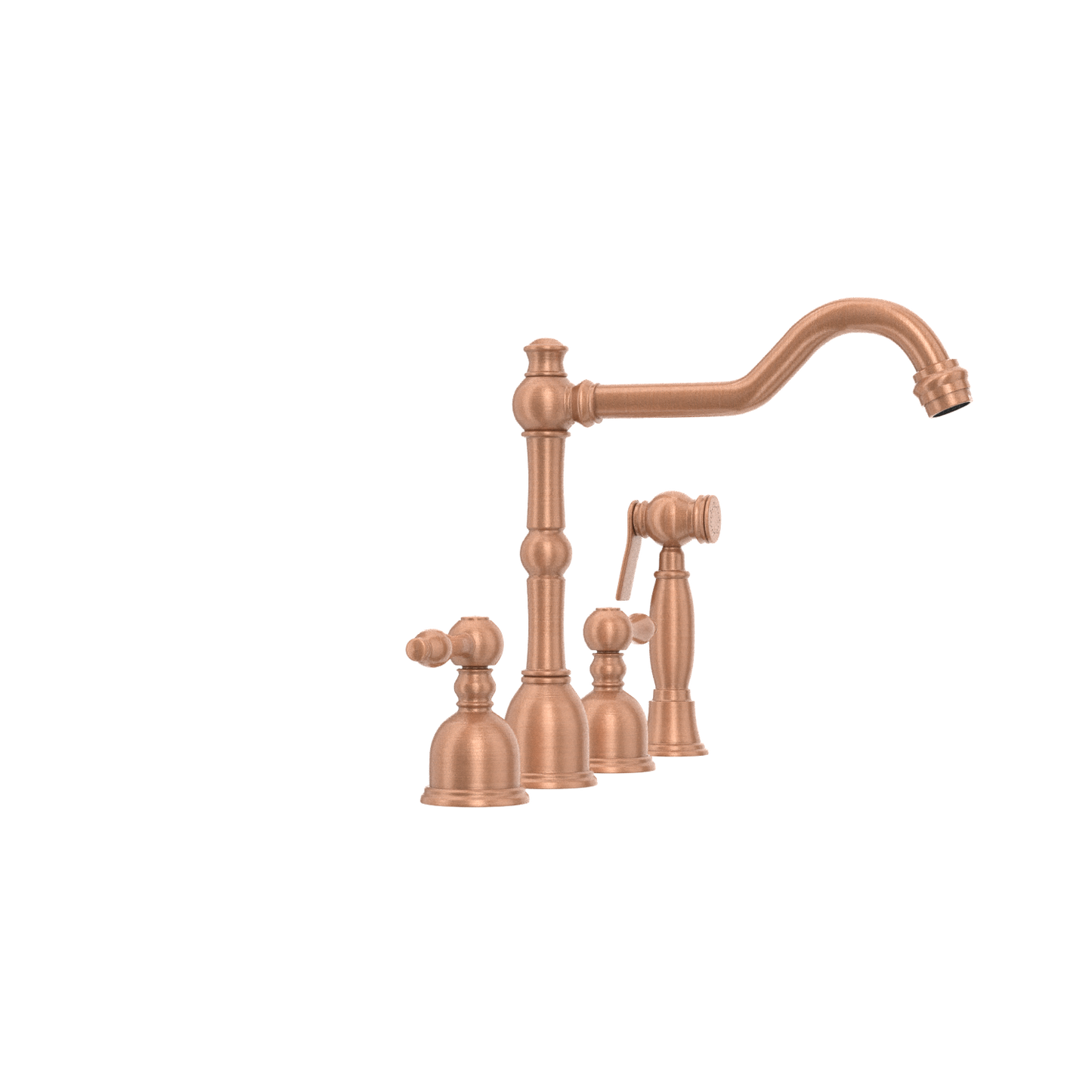 Two-Handles Copper Widespread Kitchen Faucet with Side Sprayer - AK96818C