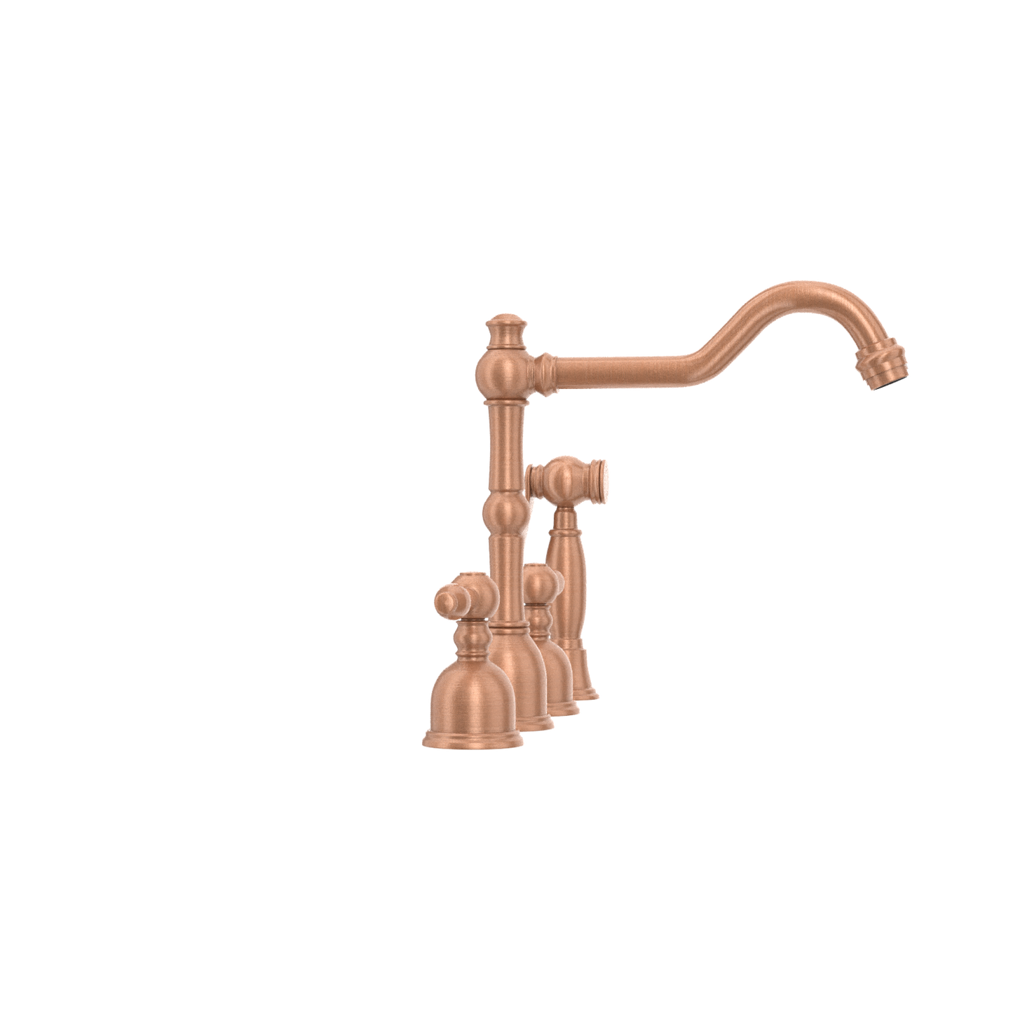 Two-Handles Copper Widespread Kitchen Faucet with Side Sprayer - AK96818C