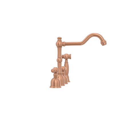 Two-Handles Copper Widespread Kitchen Faucet with Side Sprayer - AK96818C