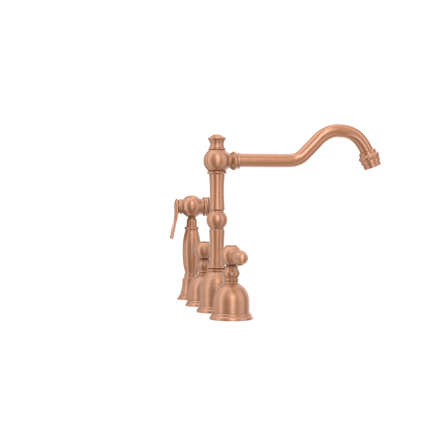 Two-Handles Copper Widespread Kitchen Faucet with Side Sprayer - AK96818C