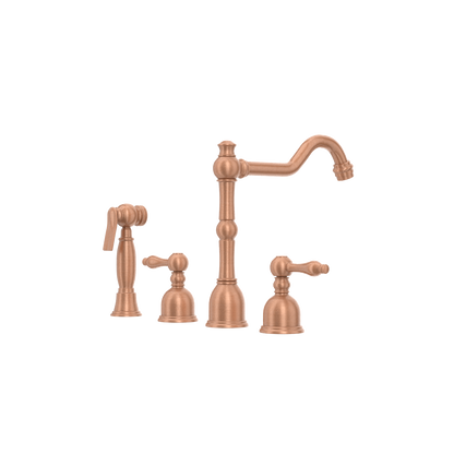 Two-Handles Copper Widespread Kitchen Faucet with Side Sprayer - AK96818C