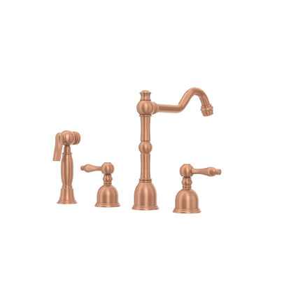 Two-Handles Copper Widespread Kitchen Faucet with Side Sprayer - AK96818C