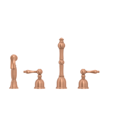Two-Handles Copper Widespread Kitchen Faucet with Side Sprayer - AK96818C